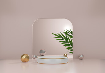 minimal podium display for cosmetic product presentation, pedestal or platform background, 3d illustration