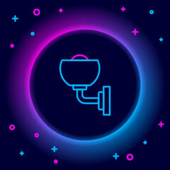 Glowing neon line Wall lamp or sconce icon isolated on black background. Wall lamp light. Colorful outline concept. Vector