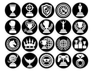 Medals icons. Trophy and prize symbol icon on white background vector illustration.