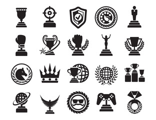 Trophy and Awards Icons. Prize symbol icon on white background vector illustration