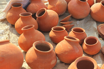 Empty clay pots.