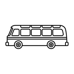 Bus icon. Black contour linear silhouette. Side view. Vector flat graphic illustration. The isolated object on a white background. Isolate.