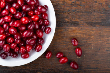 Dogwood berries in a white plate
