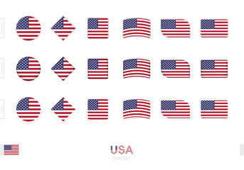 USA flag set, simple flags of USA with three different effects.