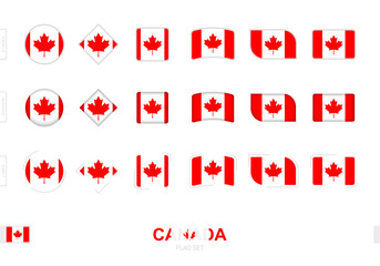 Canada flag set, simple flags of Canada with three different effects.