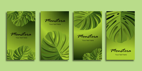 Tropical Monstera Leaf Business Cards For Spa Salon Or Beauty Studio. Four Different Options. 