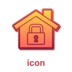 Gold House under protection icon isolated on white background. Home and lock. Protection, safety, security, protect, defense concept. Vector