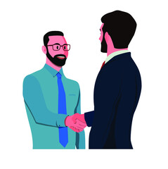 Two businessmen shake hands. The concept of trust in business. Business partnership. Stock vector illustration