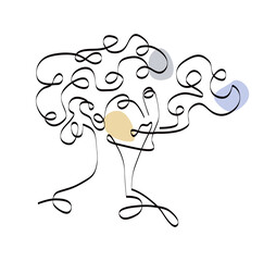 Portrait of a woman on a white background silhouette contour lines