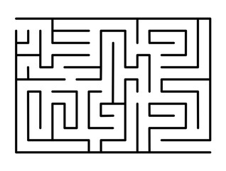 Abstract maze. Find right way. Isolated simple square maze black line on white background. Vector illustration.