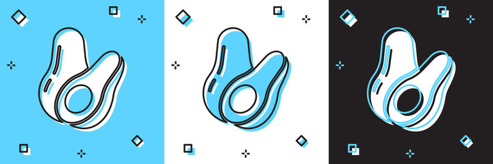 Set Avocado fruit icon isolated on blue and white, black background. Vector