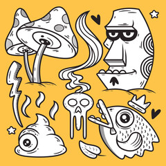 Funny Hand Drawn Monster. Doodle Vector Icon Illustration, Isolated on Premium Vector