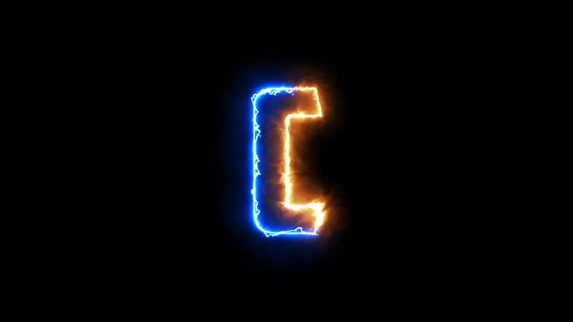 Letter C Glowing Fire And Blazing Electricity At Same Time. Letter Magnificent Background