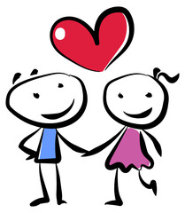 Valentines Day Cartoon Couples Illustration