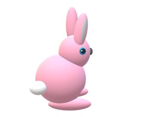 Volumetric figure of a pink hare on a white background for creativity and children's things