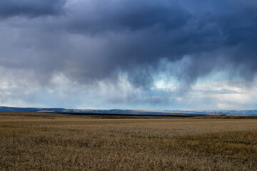 rain clouds over the field