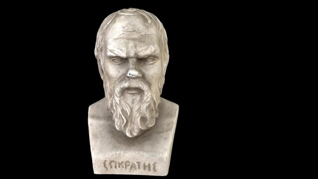 Bust greek philosopher Socrates - rotation Sx - 3d animation model on a black background