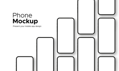 Mobile Phones Mockups with Blank Screens Isolated on White Background. Showing Your App Design. Vector Illustration
