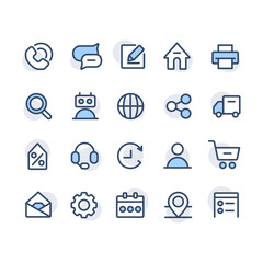 Contact us icons set with dots. About us. Location and ways to connect with business for cover stories highlights, web, UI. Shopping, delivery and catalog. Vector thin line outline vector illustration