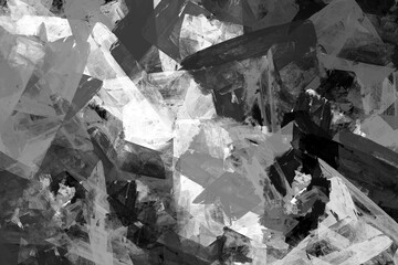 Duotone effect drawing Geometric smears Stained pattern Cement surface Dirty digital painted black white backdrop Gray colors Contemporary art.