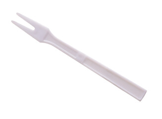 White disposable plastic cocktail fork