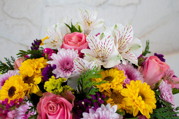 Bouquet of beautiful flowers. Floral background