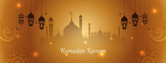 Abstract Ramadan Kareem islamic cultural banner design