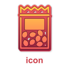 Gold Pack full of seeds of a specific plant icon isolated on white background. Vector