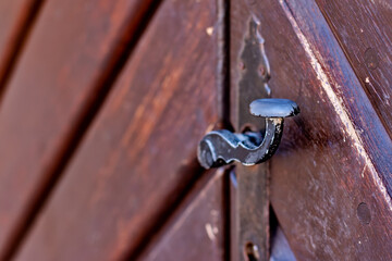 Wooden door with steel handle