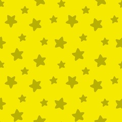 Seamless pattern with stars on yellow background. Vector illustration. Concept kids holiday print, card, invite.