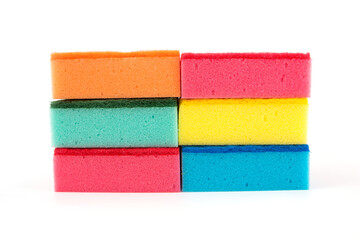  sponges on a white background. Means for cleaning the apartment