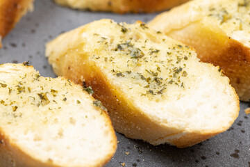 Bruschetta with bread and onions served on the plate