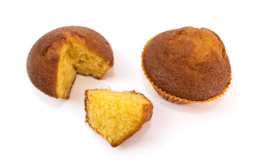two cupcakes on a white