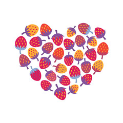 Heart from multicolored strawberries
