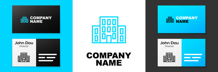 Blue line House icon isolated on white background. Home symbol. Logo design template element. Vector