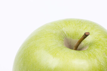 Fresh raw green apple isolated above white background with copy space