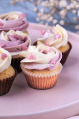 Mini cupcakes with Buttercream Icing. Easter cupcakes decorated with candy sprinkles.