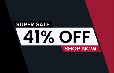 41 percent Discount sale modern banner vector illustration, Super sale 41% off shop now