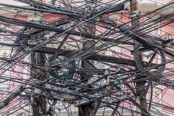 Chaos of cables in Manila, Philippines