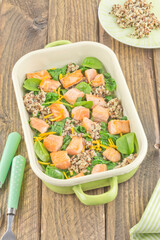 Fried salmon with quinoa and spinach series picture 01