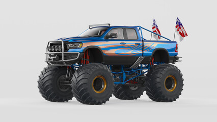 3D rendering of a brand-less generic monster truck	
