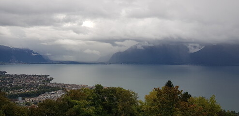 lake and mountains