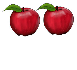 Illustration of two red apples.