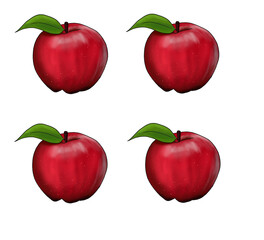 Illustration of four red apples.