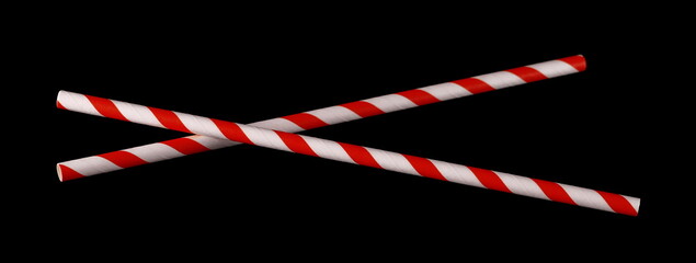 Fototapeta premium Paper straws pile isolated on black background and texture with clipping path, eco friendly