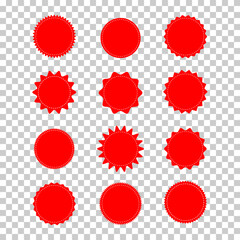 Sale and big set of red labels collection .Sale and discount stickers.Sale price tags or promotional badge. Promo banners.Red labels isolated on transparent background.