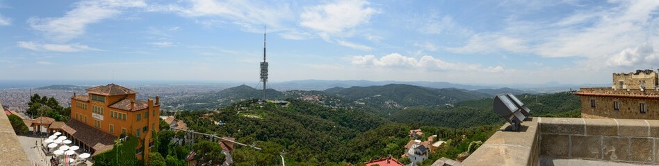 Fototapeta premium View toward Vallvidrera and Planes from Tibidabo mountain, Barcelona, Catalonia.
