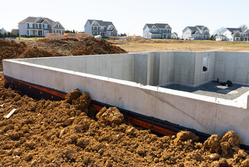concrete foundation for a new house site