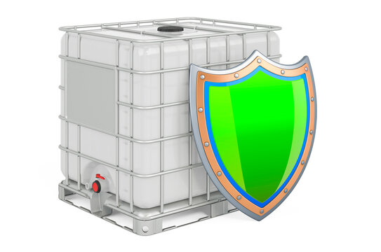 Intermediate bulk container with shield, 3D rendering