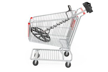 Shopping cart with metal detector. 3D rendering